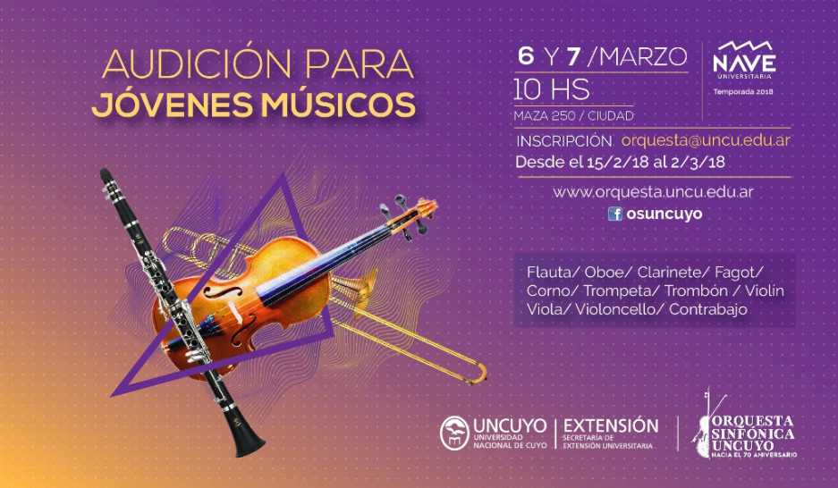 imagen AUDICIONES PARA JÓVENES MÚSICOS 2018